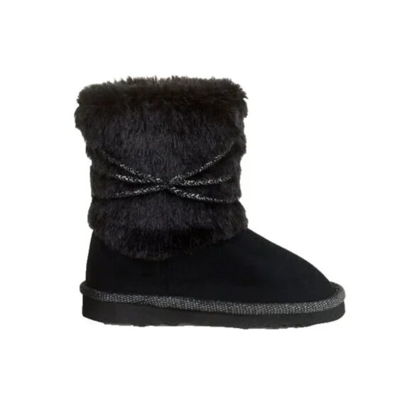 The Children's Place Toddler Girls Chalet Boot Lined Winter Pom-Pom Boot Black 7 - Picture 4 of 5
